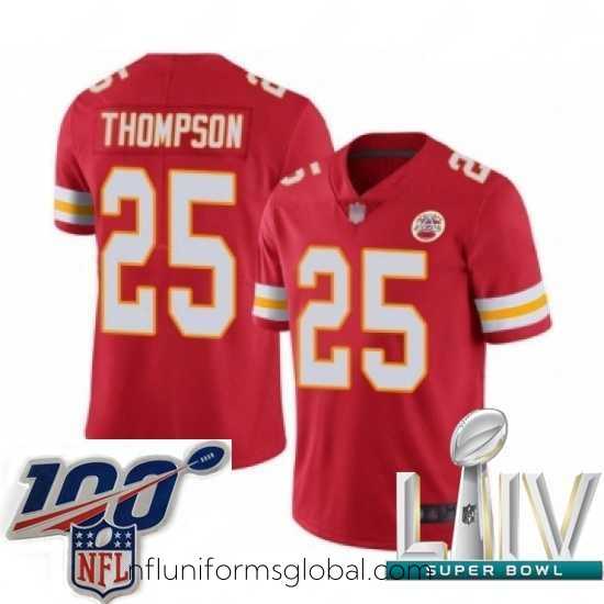 Sumptuous 2020 Super Bowl LIV Kansas City Chiefs #25 Darwin Thompson Red Team Color Vapor Untouchable Limited Player Football Jersey