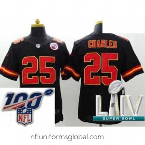 Divine 2020 Super Bowl LIV Kansas City Chiefs #25 Jamaal Charles Black Team Color Vapor Untouchable Limited Player Football Jersey