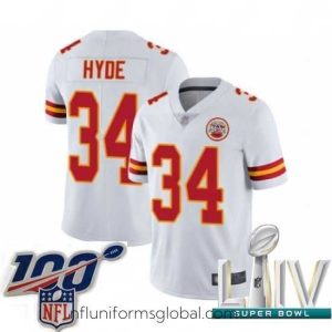 Irresistible 2020 Super Bowl LIV Kansas City Chiefs #34 Carlos Hyde White Vapor Untouchable Limited Player Football Jersey