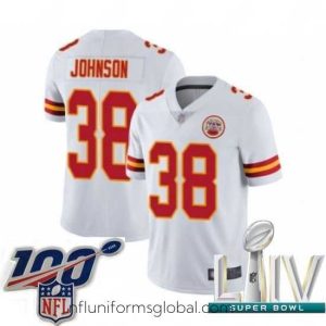 Ravishing 2020 Super Bowl LIV Kansas City Chiefs #38 Dontae Johnson White Vapor Untouchable Limited Player Football Jersey