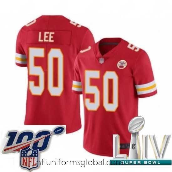Stunning 2020 Super Bowl LIV Kansas City Chiefs #50 Darron Lee Red Team Color Vapor Untouchable Limited Player Football Jersey