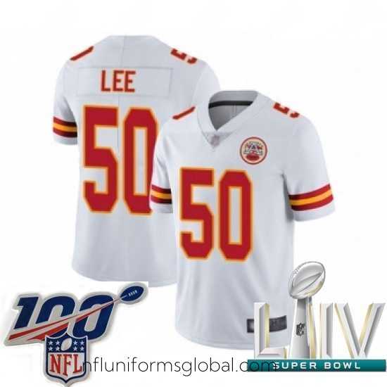 Sumptuous 2020 Super Bowl LIV Kansas City Chiefs #50 Darron Lee White Vapor Untouchable Limited Player Football Jersey