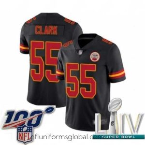 Divine 2020 Super Bowl LIV Kansas City Chiefs #55 Frank Clark Limited Black Rush Vapor Untouchable Football Jersey
