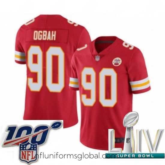 Enchanting 2020 Super Bowl LIV Kansas City Chiefs #90 Emmanuel Ogbah Red Team Color Vapor Untouchable Limited Player Football Jersey