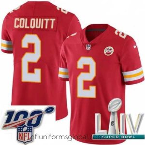 Gorgeous 2020 Super Bowl LIV Nike Kansas City Chiefs #2 Dustin Colquitt Red Team Color Vapor Untouchable Limited Player NFL Jersey