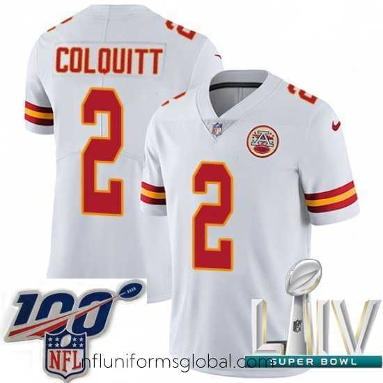 Ravishing 2020 Super Bowl LIV Nike Kansas City Chiefs #2 Dustin Colquitt White Vapor Untouchable Limited Player NFL Jersey