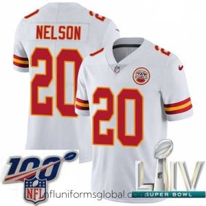 Alluring 2020 Super Bowl LIV Nike Kansas City Chiefs #20 Steven Nelson White Vapor Untouchable Limited Player NFL Jersey