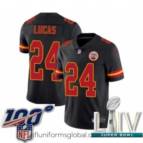 Exquisite 2020 Super Bowl LIV Nike Kansas City Chiefs #24 Jordan Lucas Limited Black Rush Vapor Untouchable NFL Jersey