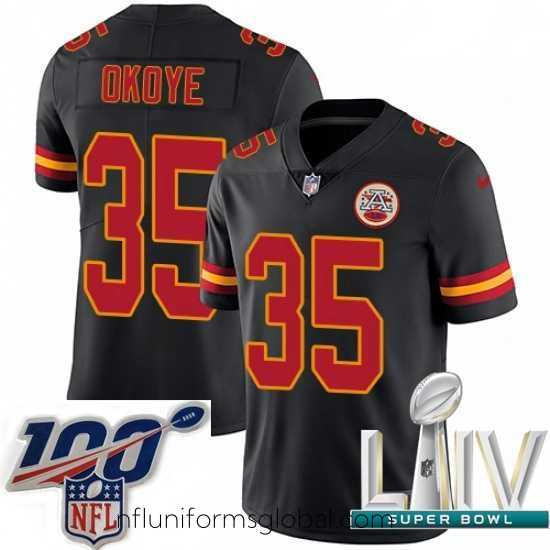 Divine 2020 Super Bowl LIV Nike Kansas City Chiefs #35 Christian Okoye Limited Black Rush Vapor Untouchable NFL Jersey
