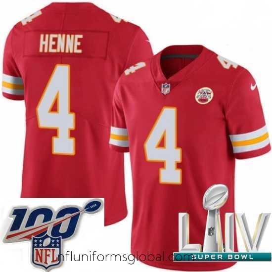 Captivating 2020 Super Bowl LIV Nike Kansas City Chiefs #4 Chad Henne Red Team Color Vapor Untouchable Limited Player NFL Jersey