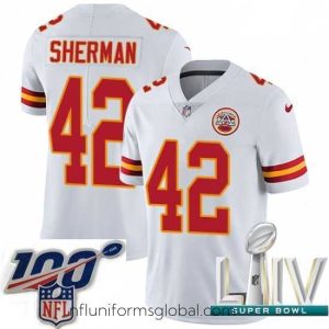 Divine 2020 Super Bowl LIV Nike Kansas City Chiefs #42 Anthony Sherman White Vapor Untouchable Limited Player NFL Jersey