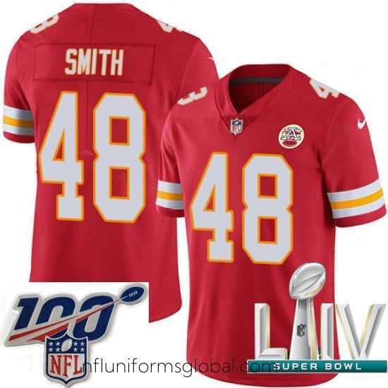 Stunning 2020 Super Bowl LIV Nike Kansas City Chiefs #48 Terrance Smith Red Team Color Vapor Untouchable Limited Player NFL Jersey