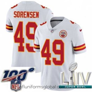 Sumptuous 2020 Super Bowl LIV Nike Kansas City Chiefs #49 Daniel Sorensen White Vapor Untouchable Limited Player NFL Jersey