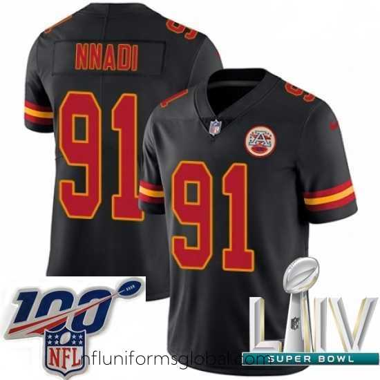 Gorgeous 2020 Super Bowl LIV Nike Kansas City Chiefs #91 Derrick Nnadi Limited Black Rush Vapor Untouchable NFL Jersey