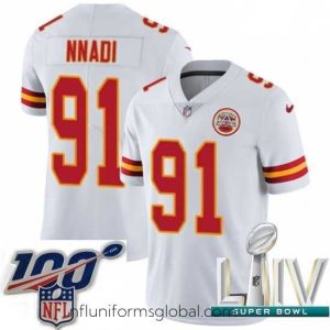 Enchanting 2020 Super Bowl LIV Nike Kansas City Chiefs #91 Derrick Nnadi White Vapor Untouchable Limited Player NFL Jersey
