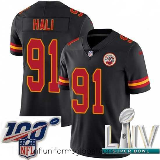 Irresistible 2020 Super Bowl LIV Nike Kansas City Chiefs #91 Tamba Hali Limited Black Rush Vapor Untouchable NFL Jersey