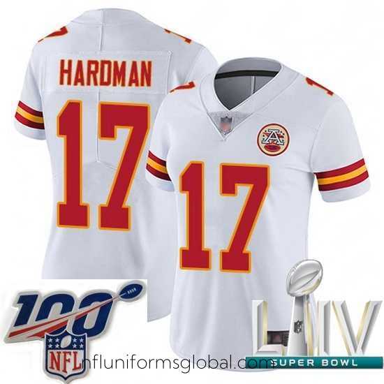 Stunning 2020 Super Bowl LIV Kansas City Chiefs #17 Mecole Hardman Limited White Rush Vapor Untouchable Football Jersey