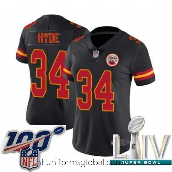 Enchanting 2020 Super Bowl LIV Kansas City Chiefs #34 Carlos Hyde Limited Black Rush Vapor Untouchable Football Jersey