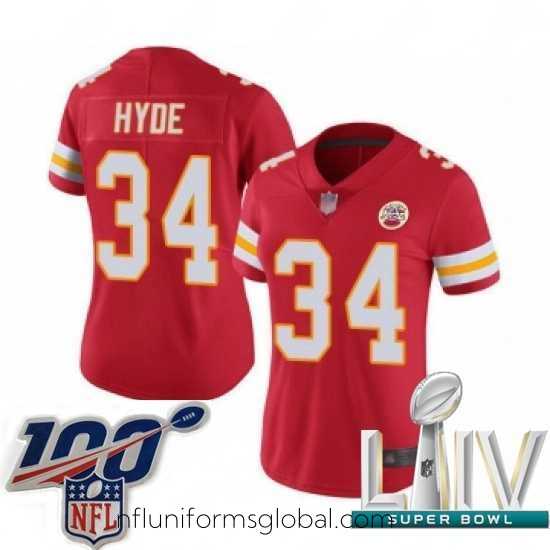 Ravishing 2020 Super Bowl LIV Kansas City Chiefs #34 Carlos Hyde Red Team Color Vapor Untouchable Limited Player Football Jersey