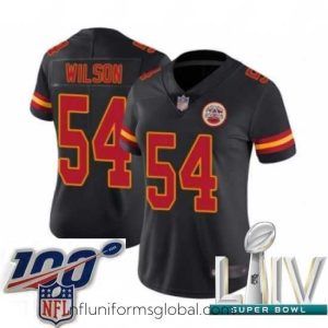 Alluring 2020 Super Bowl LIV Kansas City Chiefs #54 Damien Wilson Limited Black Rush Vapor Untouchable Football Jersey