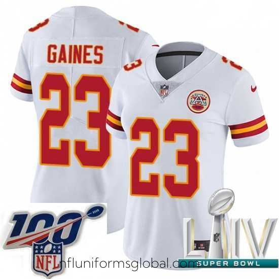 Stunning 2020 Super Bowl LIV Nike Kansas City Chiefs #23 Phillip Gaines White Vapor Untouchable Limited Player NFL Jersey