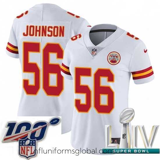 Stunning 2020 Super Bowl LIV Nike Kansas City Chiefs #56 Derrick Johnson White Vapor Untouchable Limited Player NFL Jersey