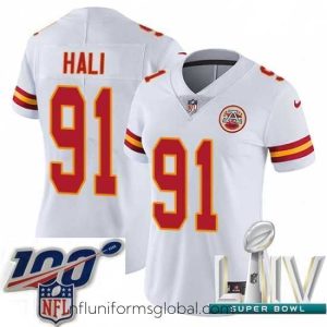 Stunning 2020 Super Bowl LIV Nike Kansas City Chiefs #91 Tamba Hali White Vapor Untouchable Limited Player NFL Jersey