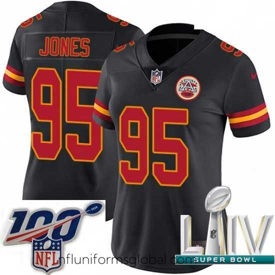 Stunning 2020 Super Bowl LIV Nike Kansas City Chiefs #95 Chris Jones Limited Black Rush Vapor Untouchable NFL Jersey