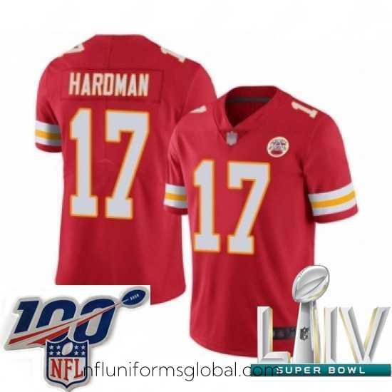 Stunning 2020 Super Bowl LIV Kansas City Chiefs #17 Mecole Hardman Red Team Color Vapor Untouchable Limited Player Football Jersey