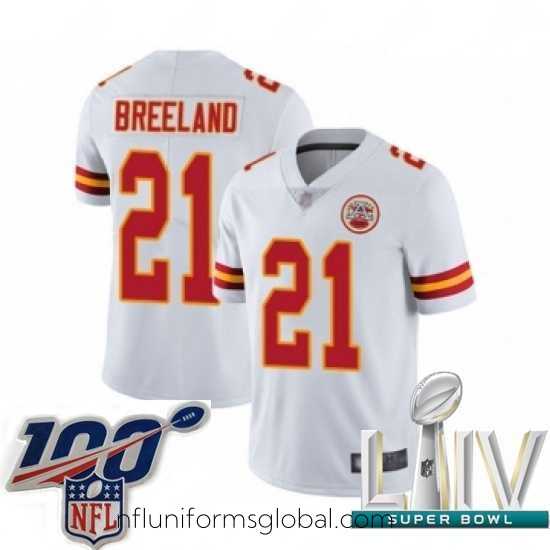 Gorgeous 2020 Super Bowl LIV Kansas City Chiefs #21 Bashaud Breeland White Vapor Untouchable Limited Player Football Jersey