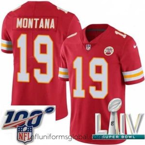 Sumptuous 2020 Super Bowl LIV Nike Kansas City Chiefs #19 Joe Montana Red Team Color Vapor Untouchable Limited Player NFL Jersey