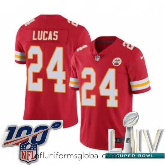 Divine 2020 Super Bowl LIV Nike Kansas City Chiefs #24 Jordan Lucas Red Team Color Vapor Untouchable Limited Player NFL Jersey