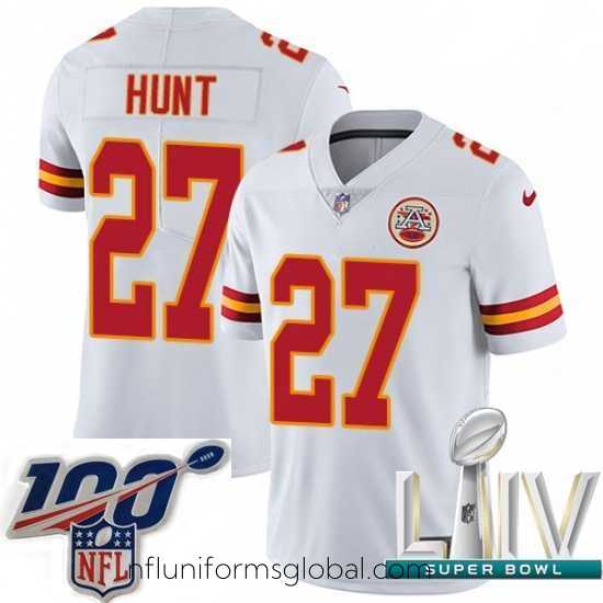 Alluring 2020 Super Bowl LIV Nike Kansas City Chiefs #27 Kareem Hunt White Vapor Untouchable Limited Player NFL Jersey