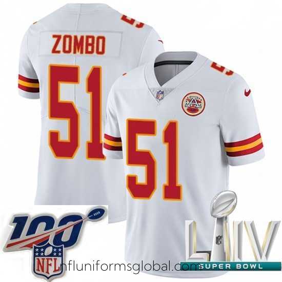 Sumptuous 2020 Super Bowl LIV Nike Kansas City Chiefs #51 Frank Zombo White Vapor Untouchable Limited Player NFL Jersey
