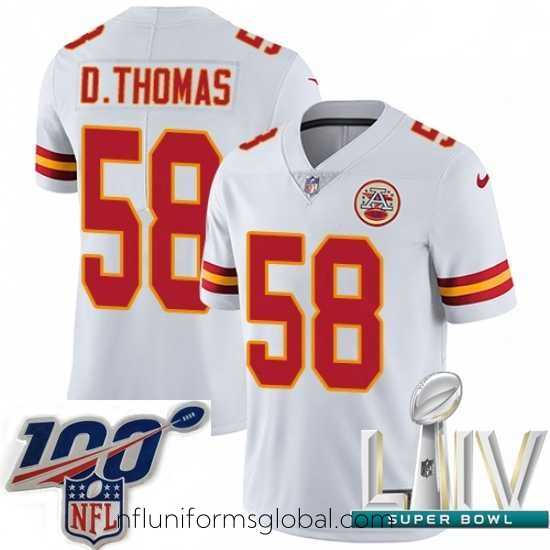 Stunning 2020 Super Bowl LIV Nike Kansas City Chiefs #58 Derrick Thomas White Vapor Untouchable Limited Player NFL Jersey