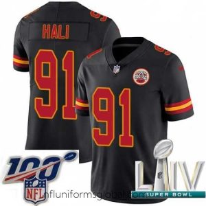 Captivating 2020 Super Bowl LIV Nike Kansas City Chiefs #91 Tamba Hali Limited Black Rush Vapor Untouchable NFL Jersey