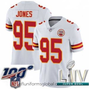 Irresistible 2020 Super Bowl LIV Nike Kansas City Chiefs #95 Chris Jones White Vapor Untouchable Limited Player NFL Jersey