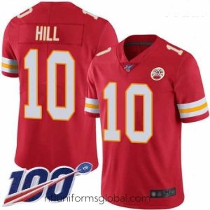 Captivating Chiefs #10 Tyreek Hill Red Team Color Stitched Football 100th Season Vapor Limited Jersey