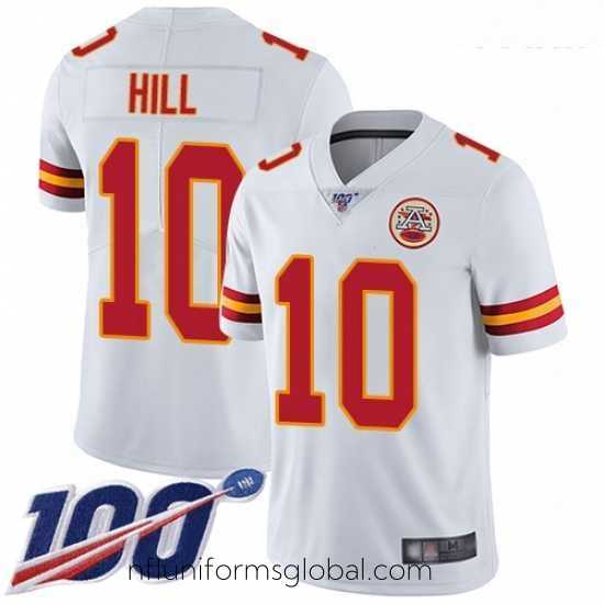 Sumptuous Chiefs #10 Tyreek Hill White Stitched Football 100th Season Vapor Limited Jersey