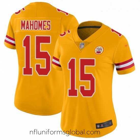 Captivating Chiefs #15 Patrick Mahomes Gold Stitched Football Limited Inverted Legend Jersey