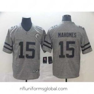 Irresistible Chiefs 15 Patrick Mahomes Gray Mens Stitched Football Limited Gridiron Gray Jersey