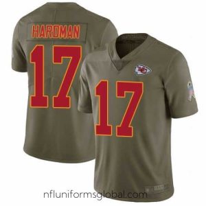 Sumptuous Chiefs 17 Mecole Hardman Olive Stitched Football Limited 2017 Salute to Service Jersey