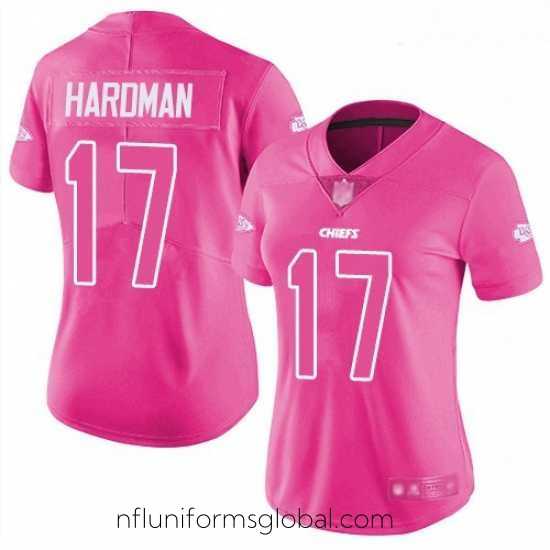 Divine Chiefs #17 Mecole Hardman Pink Stitched Football Limited Rush Fashion Jersey