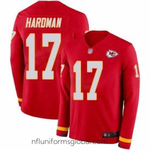 Enchanting Chiefs 17 Mecole Hardman Red Team Color Stitched Football Limited Therma Long Sleeve Jersey