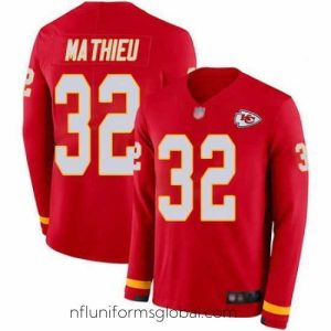 Ravishing Chiefs 32 Tyrann Mathieu Red Team Color Stitched Football Limited Therma Long Sleeve Jersey