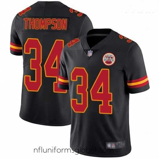 Sumptuous Chiefs #34 Darwin Thompson Black Stitched Football Limited Rush Jersey
