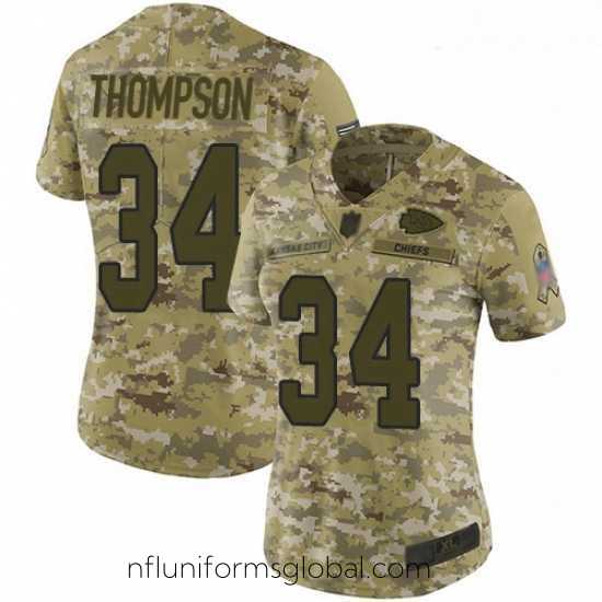 Captivating Chiefs #34 Darwin Thompson Camo Stitched Football Limited 2018 Salute to Service Jersey