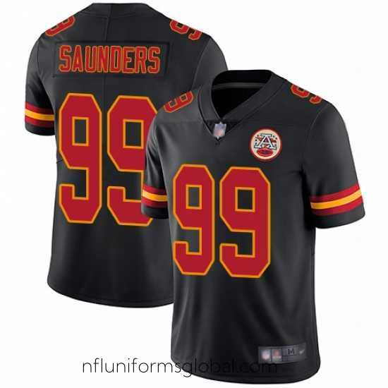 Exquisite Chiefs 99 Khalen Saunders Black Stitched Football Limited Rush Jersey