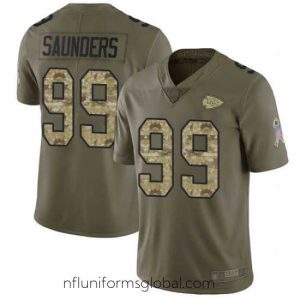 Stunning Chiefs 99 Khalen Saunders Olive Camo Stitched Football Limited 2017 Salute To Service Jersey