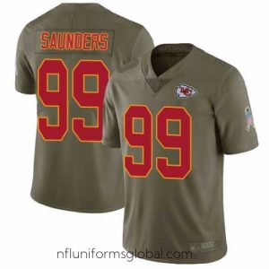 Ravishing Chiefs 99 Khalen Saunders Olive Stitched Football Limited 2017 Salute To Service Jersey